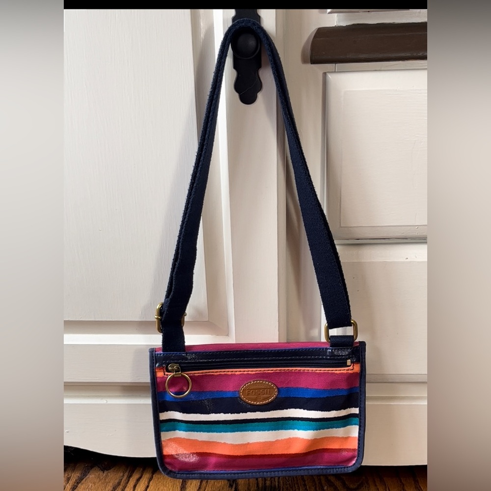 Fossil Coated Canvas Multi Striped Flap Closure C… - image 5